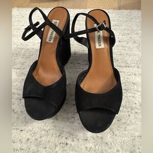 Steve Madden Size 6 M Black Suede Wedge Shoes
